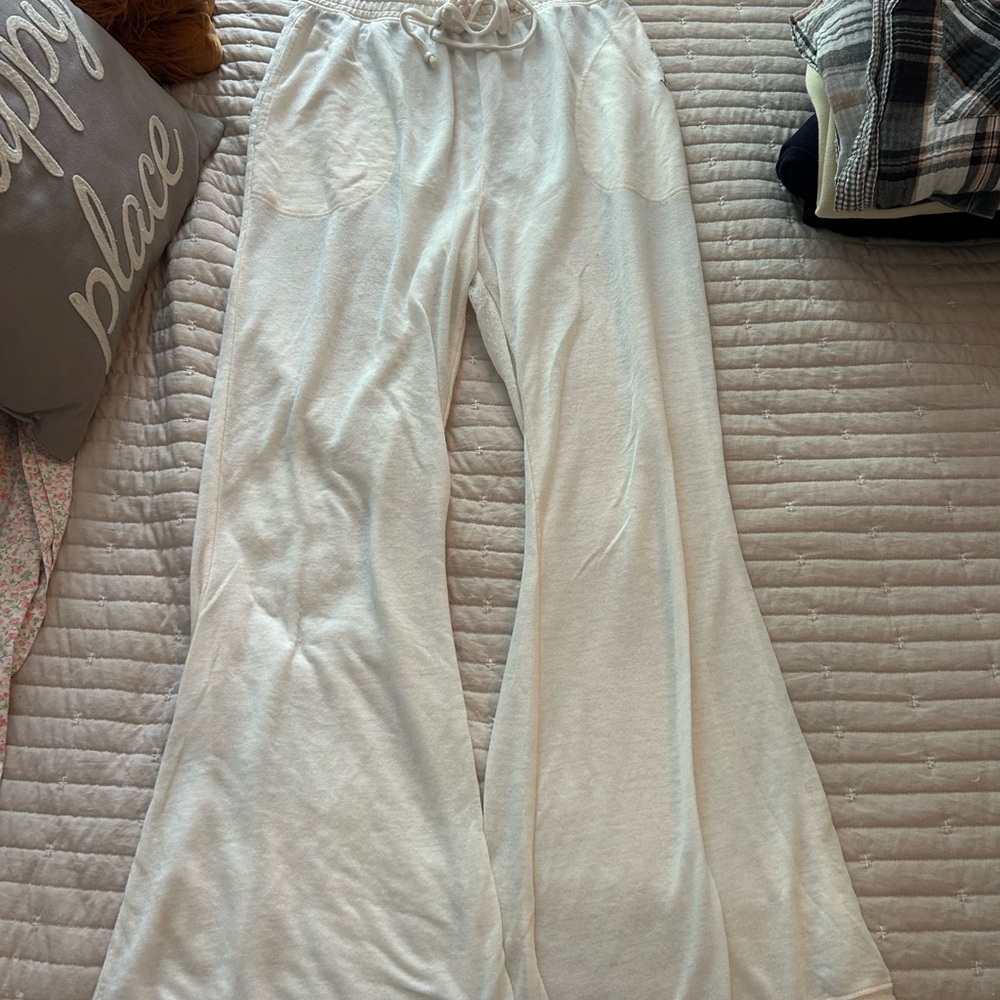 Free People Textured Cream Lounge Pants